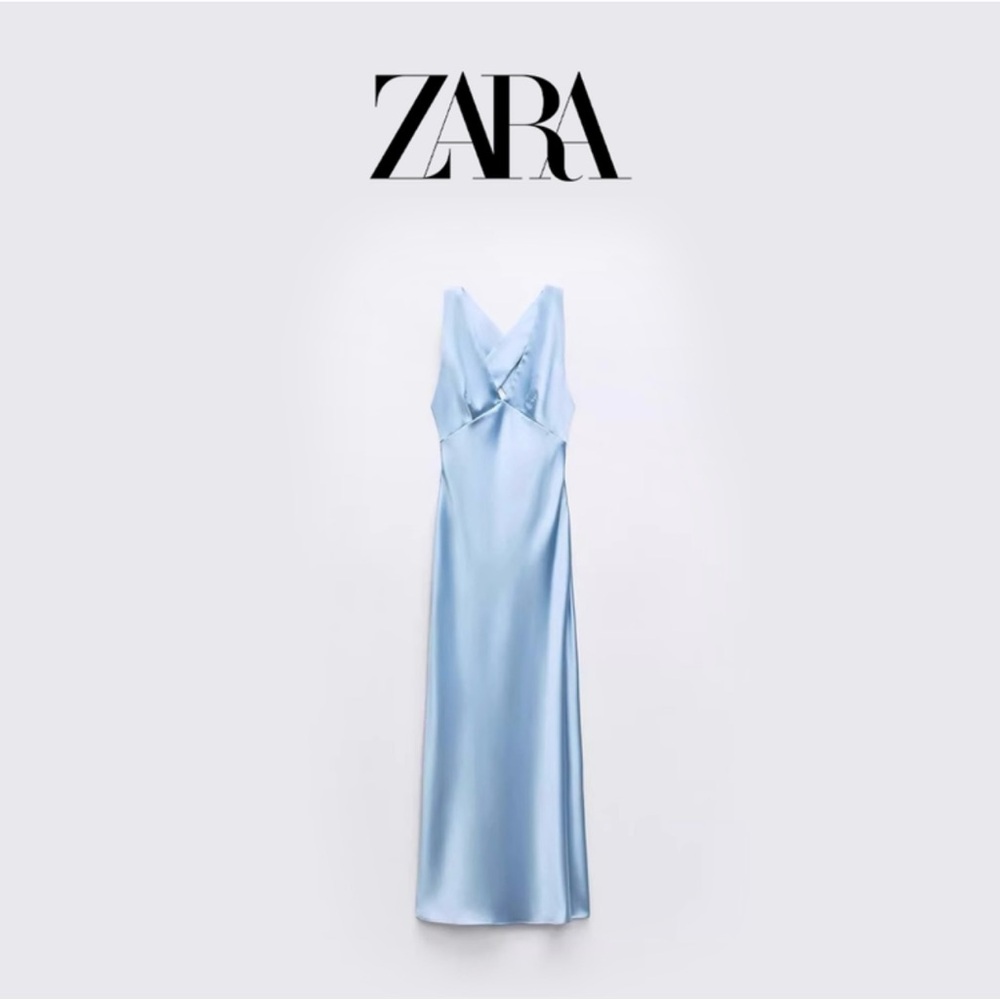 Zara Sky Blue Satin Gown